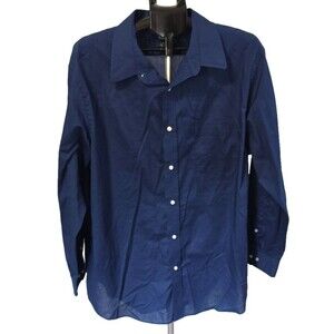 Croft & Barrow Navy Blue Button Front Shirt Size 18.5 34/35 Broadcloth Classic